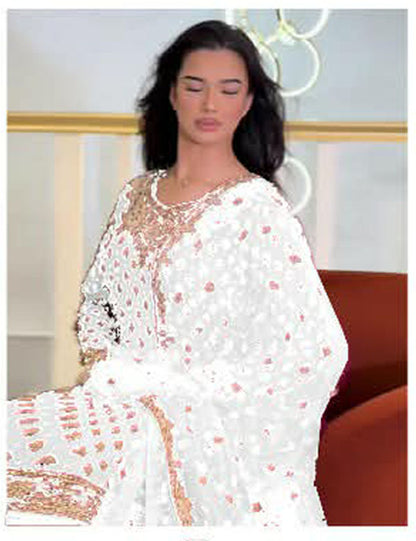 Elegant Chiffon Dress with Hand Mend Work
