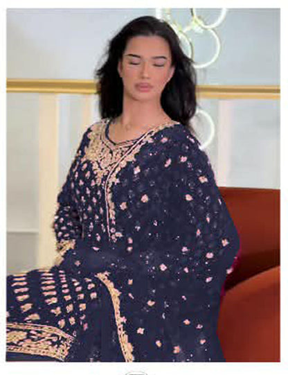 Elegant Chiffon Dress with Hand Mend Work