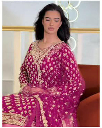 Elegant Chiffon Dress with Hand Mend Work