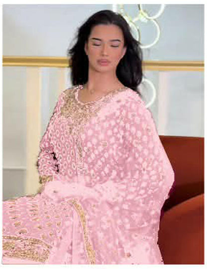 Elegant Chiffon Dress with Hand Mend Work